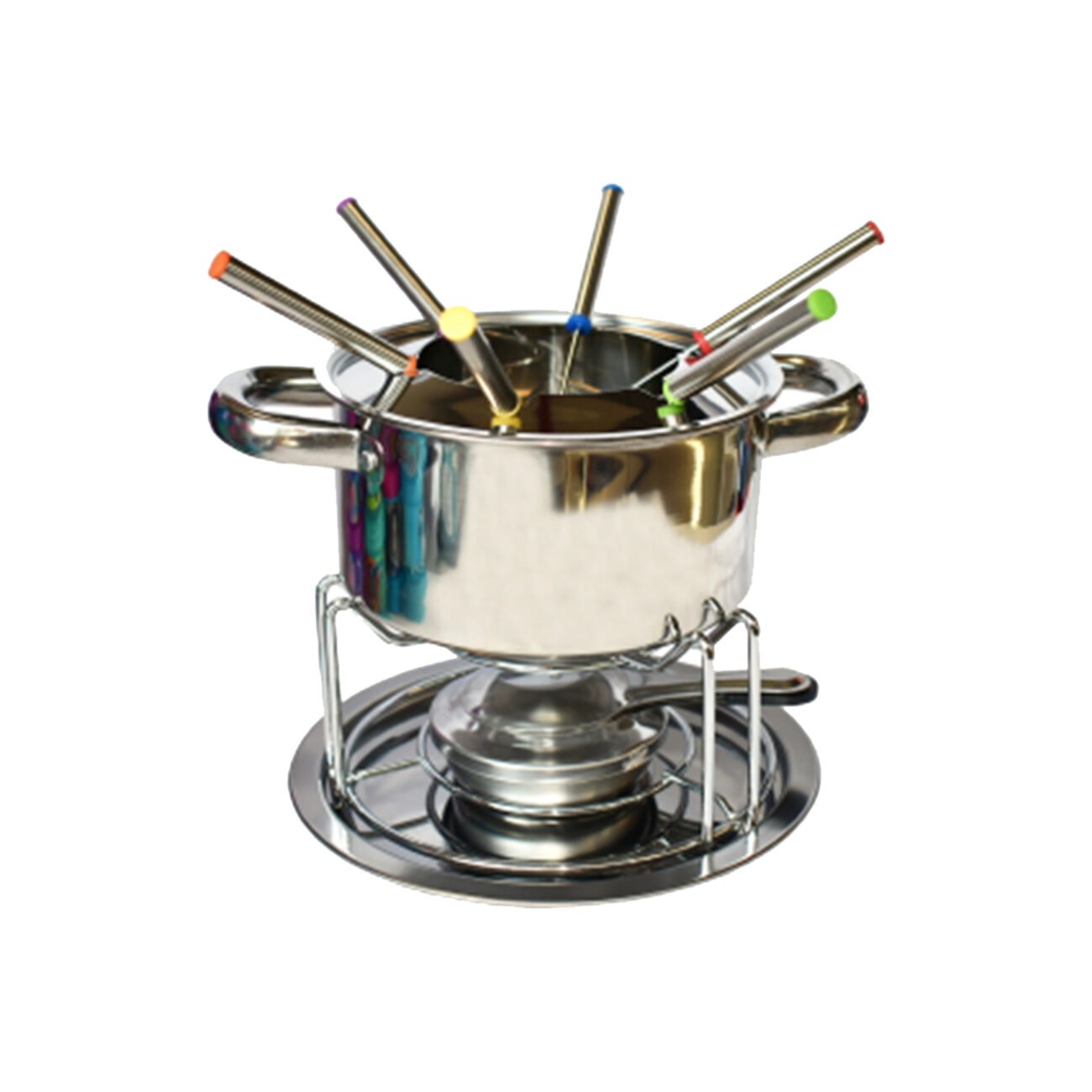 Fondue de acero inoxidable TOP choice® con base de metal, Set de 12 piezas