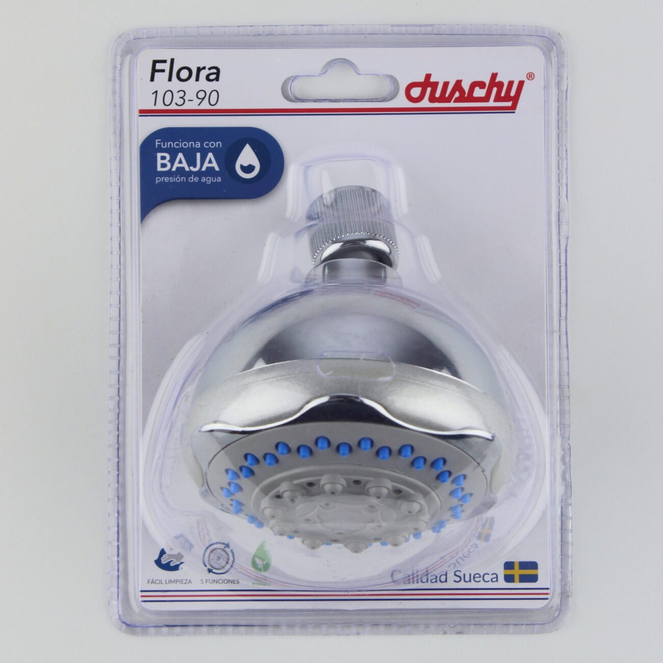 Regadera con acabado cromado Duschy Flora®