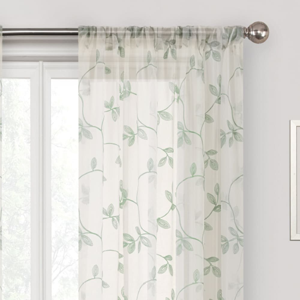 Cortina traslúcida de poliéster Regal Home Collections® Meadow de 1.27 x 2.13 m color marfil/verde - Image 2